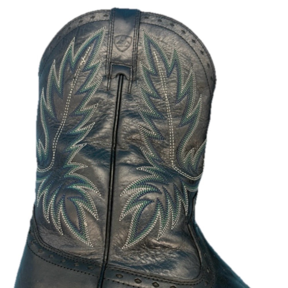 Ariat Mens Sport Leather Wide Square Toe Western Cowboy Boot Black 10D - Picture 5 of 7